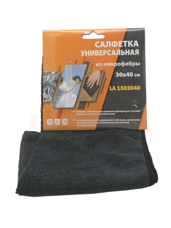 САЛФЕТКА МИКРОФИБРА 30Х40СМ, ЦВЕТ ЧЕРНЫЙ LAVITA