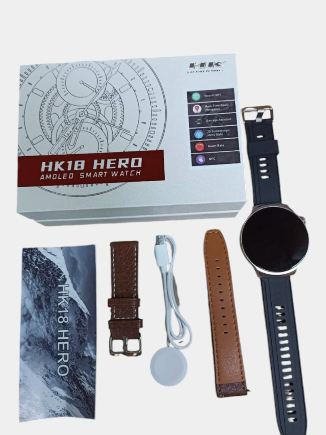 Черный смарт часы HK18 HERO с Amoled экраном 49mm