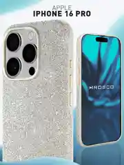 Чехол на Apple iPhone 16 Pro блестящий Rosco пластиковый с силиконом, камнями, стразами