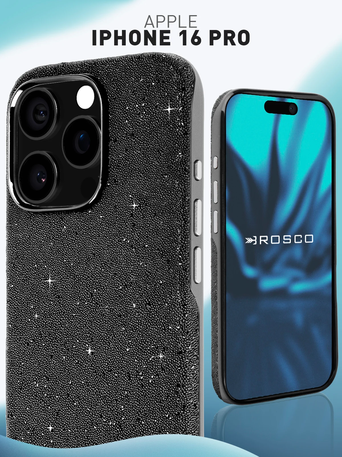 Чехол на Apple iPhone 16 Pro блестящий Rosco пластиковый с силиконом, камнями, стразами