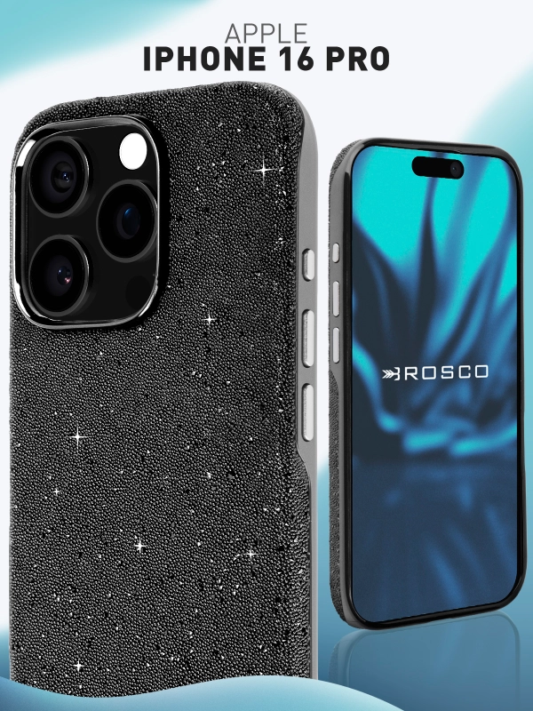 Чехол на Apple iPhone 16 Pro блестящий Rosco пластиковый с силиконом, камнями, стразами