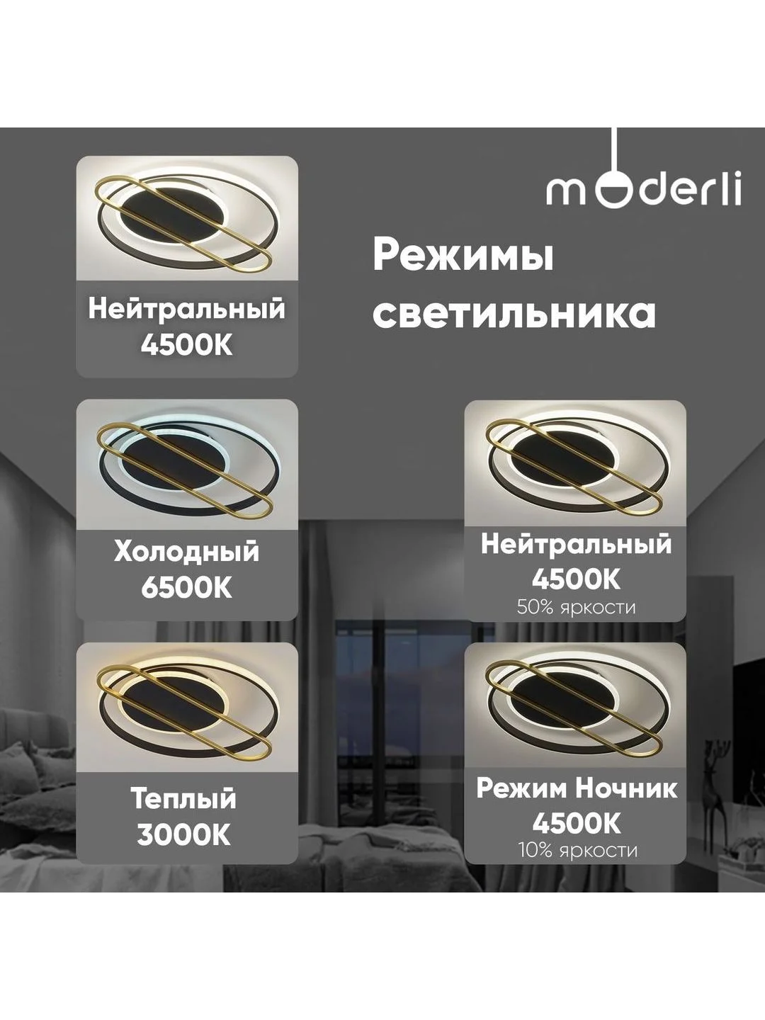 Белый светильник потолочный светодиодный Moderli Violino