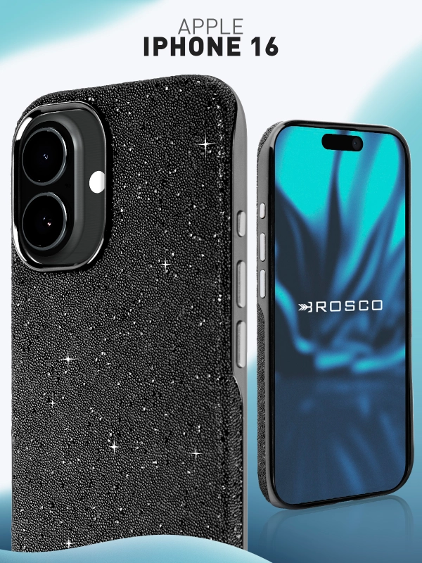 Чехол на iPhone 16 блестящий ROSCO, пластиковый, с камнями-стразами, силиконовая защита