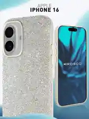 Чехол на iPhone 16 блестящий ROSCO, пластиковый, с камнями-стразами, силиконовая защита
