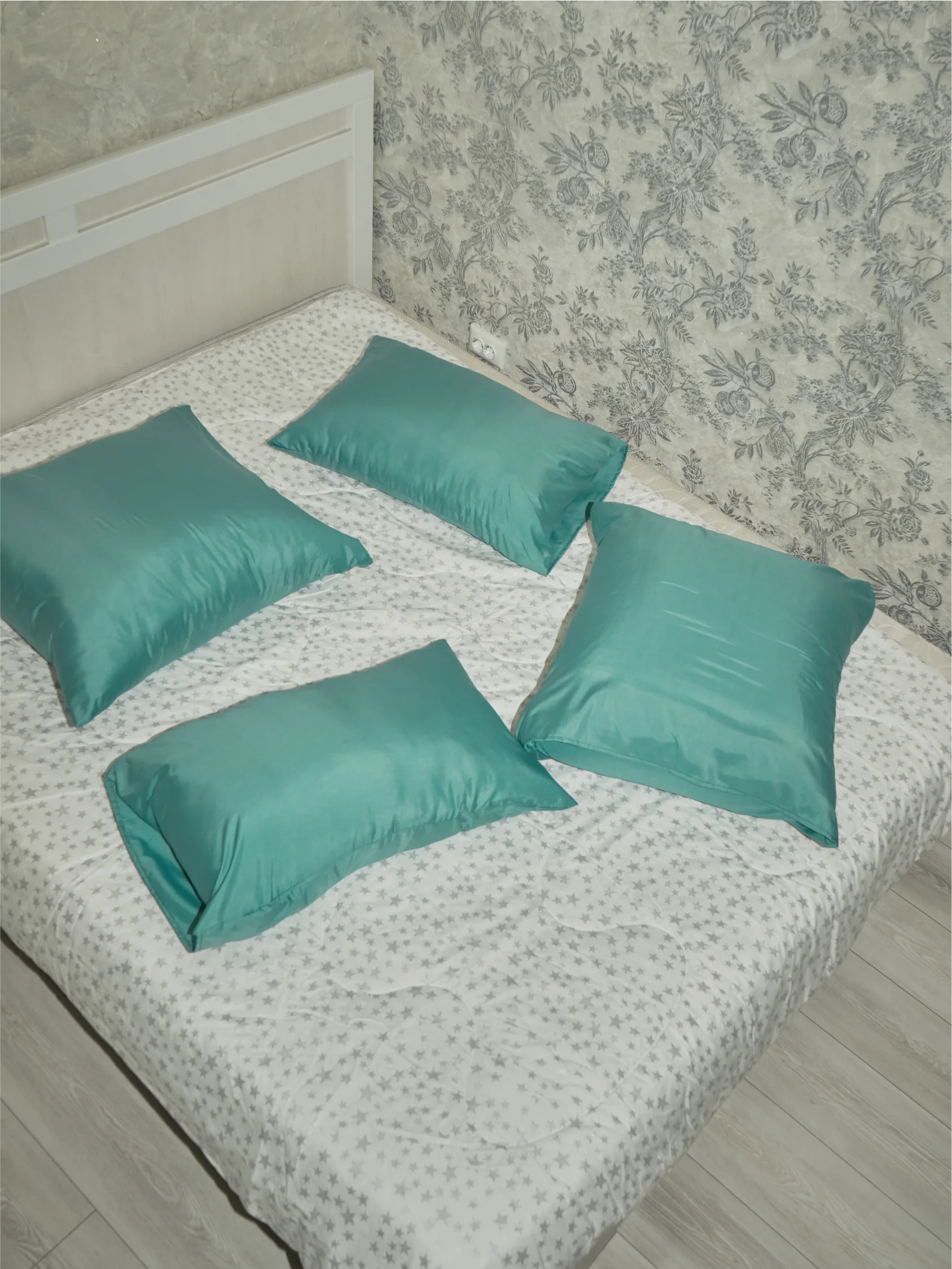 Бирюзовый комплект из 2 однотонных наволочек, 50 x 70 и 70 x 70 см, полисатин