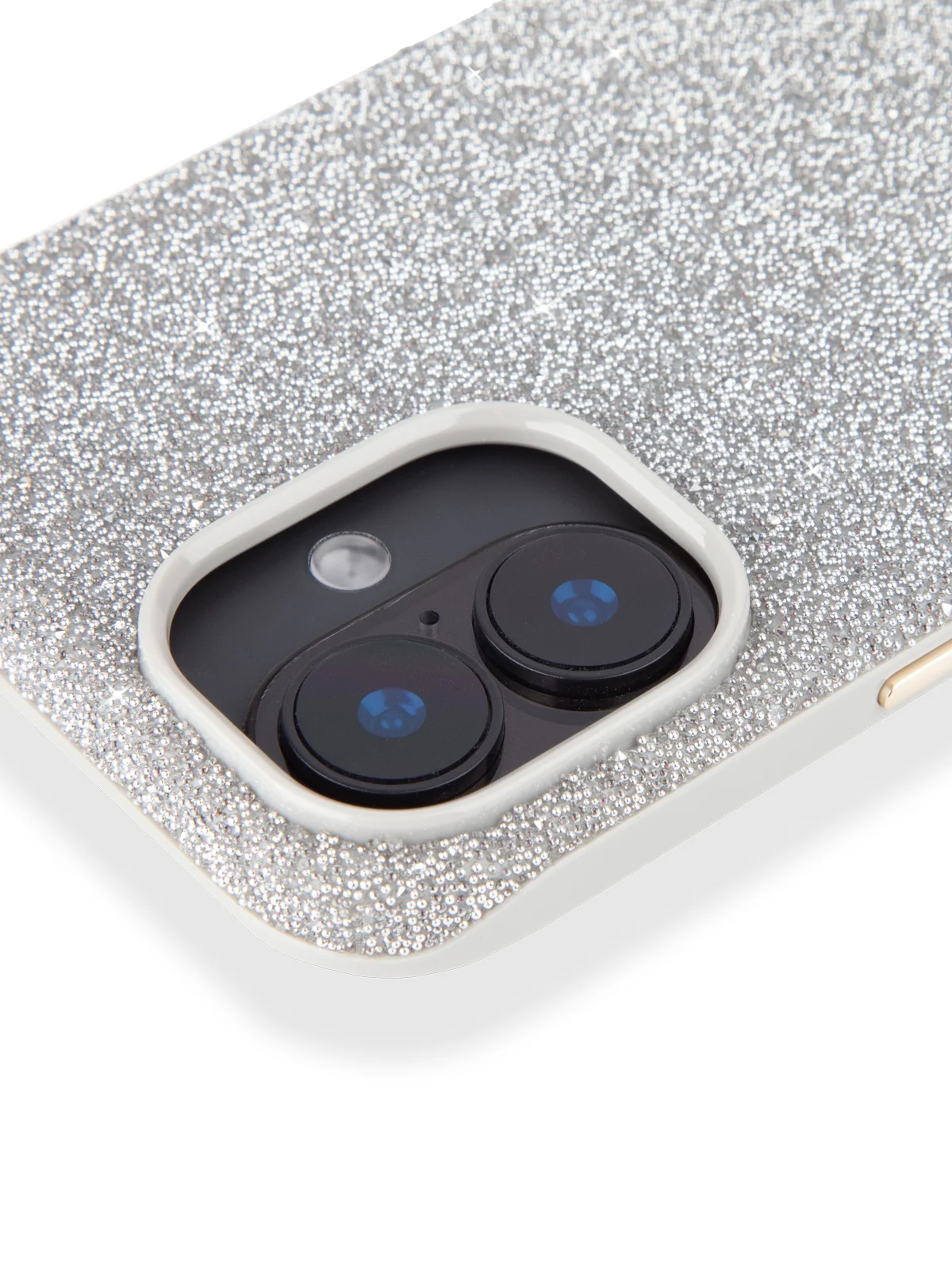 Серебряный чехол на iPhone 16 блестящий ROSCO, пластиковый, с камнями-стразами, силиконовая защита