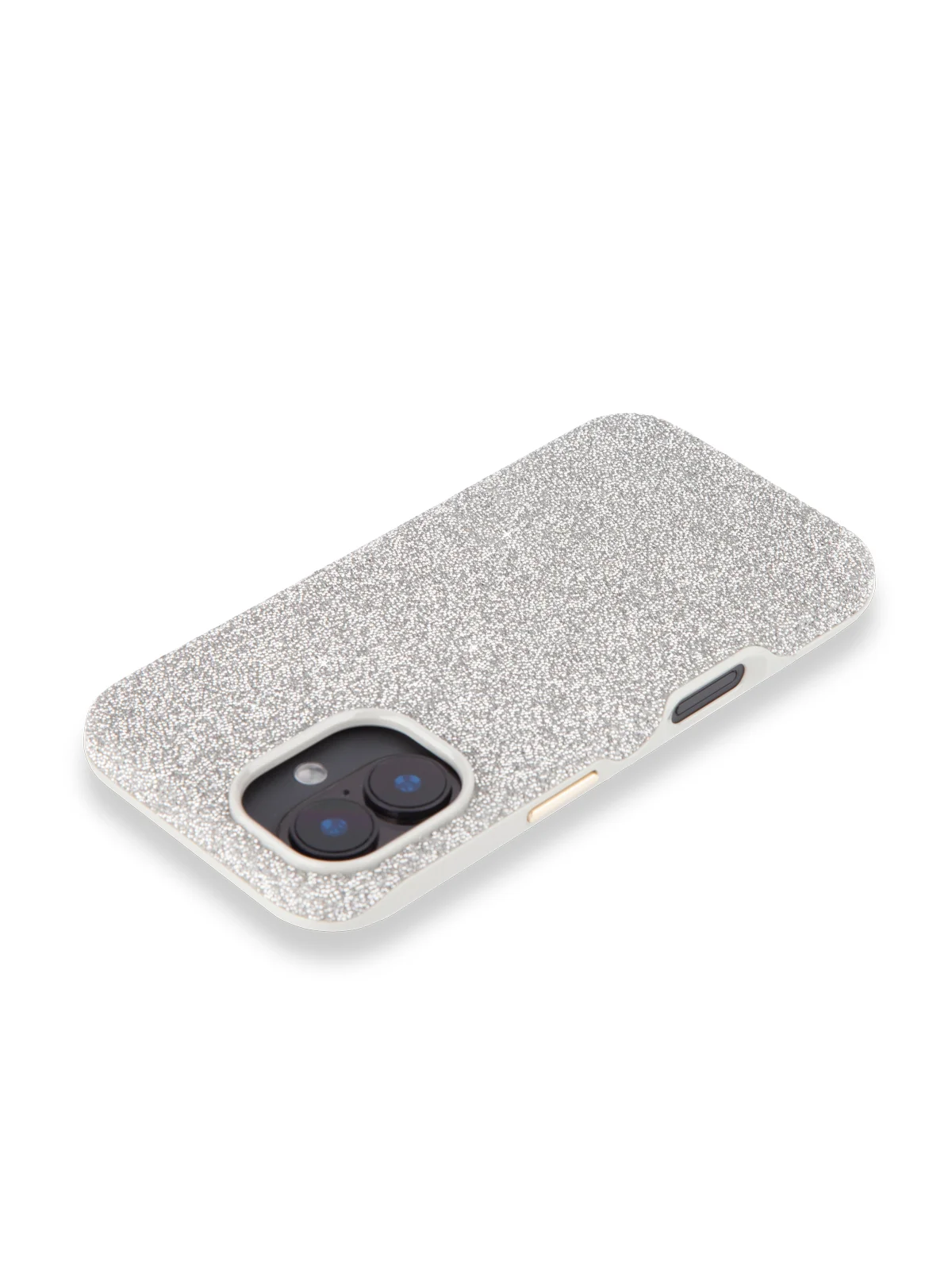 Серебряный чехол на iPhone 16 блестящий ROSCO, пластиковый, с камнями-стразами, силиконовая защита