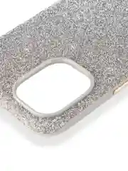 Серебряный чехол на iPhone 16 блестящий ROSCO, пластиковый, с камнями-стразами, силиконовая защита