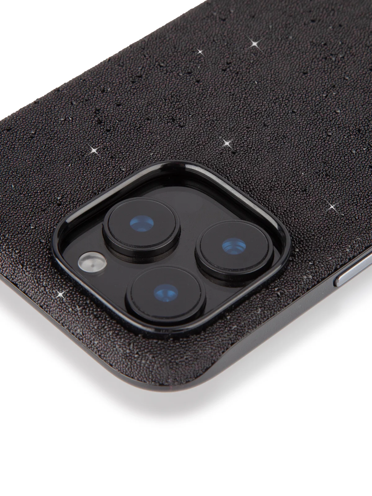 Черный чехол на iPhone 16 Pro Max блестящий ROSCO, пластиковый с силиконом, камнями стразами