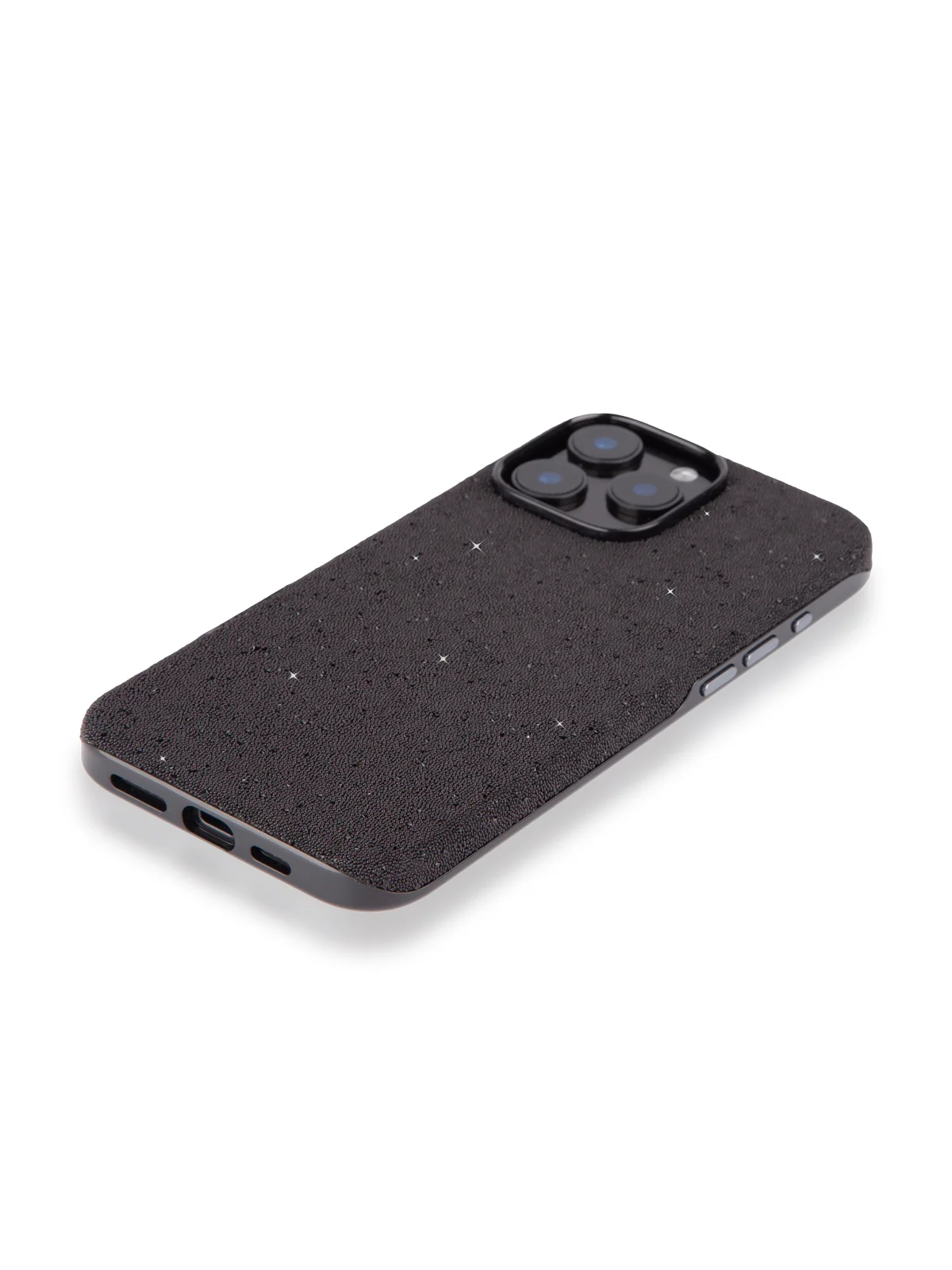 Черный чехол на iPhone 16 Pro Max блестящий ROSCO, пластиковый с силиконом, камнями стразами