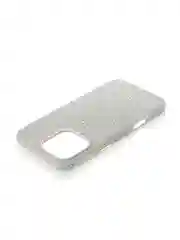 Серебряный чехол на iPhone 16 Pro Max блестящий ROSCO, пластиковый с силиконом, камнями стразами