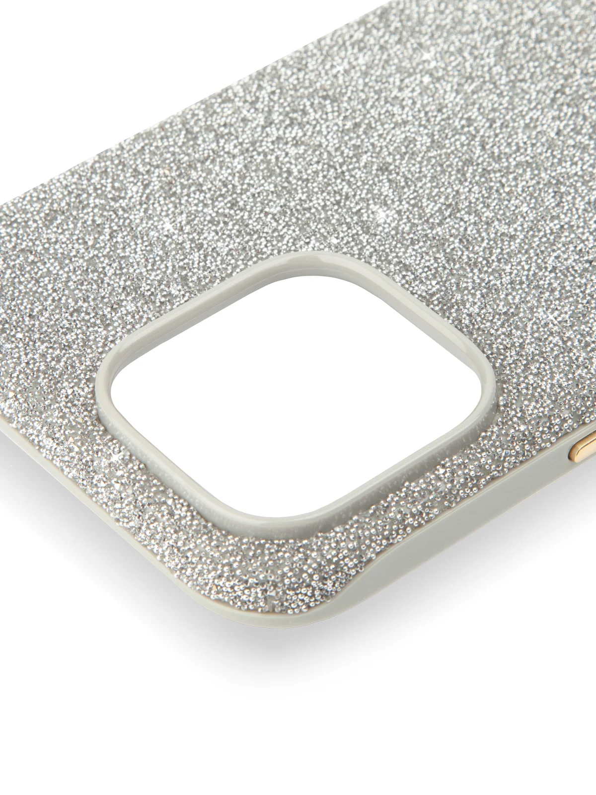 Серебряный чехол на iPhone 16 Pro Max блестящий ROSCO, пластиковый с силиконом, камнями стразами