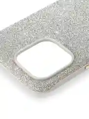 Серебряный чехол на iPhone 16 Pro Max блестящий ROSCO, пластиковый с силиконом, камнями стразами