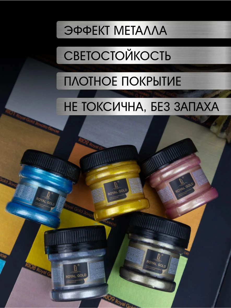Акриловая краска Luxart ROYAL GOLD Золото серое  25 г