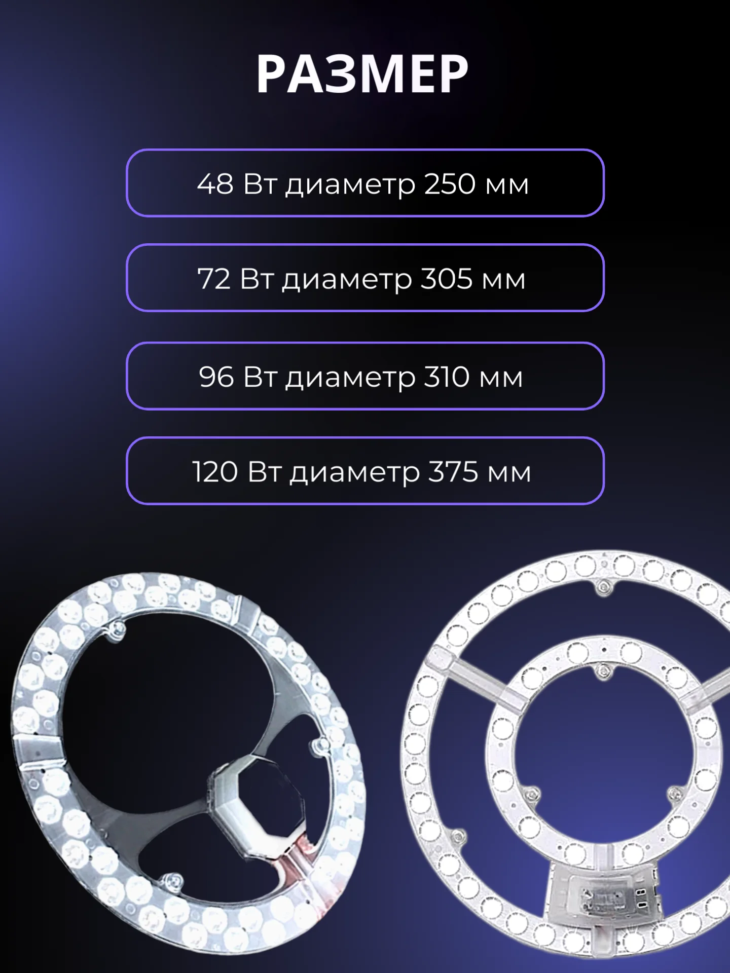 Белый сменный модуль светодиодный для потолочного светильника 6500К, плата 48/72/96/120 Вт