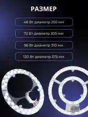 Белый сменный модуль светодиодный для потолочного светильника 6500К, плата 48/72/96/120 Вт