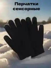 Черный перчатки сенсорные, демисезонные, унисекс