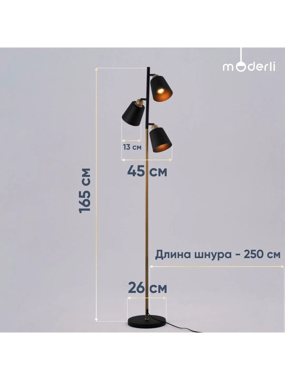 Черный напольный светильник торшер Moderli Floor