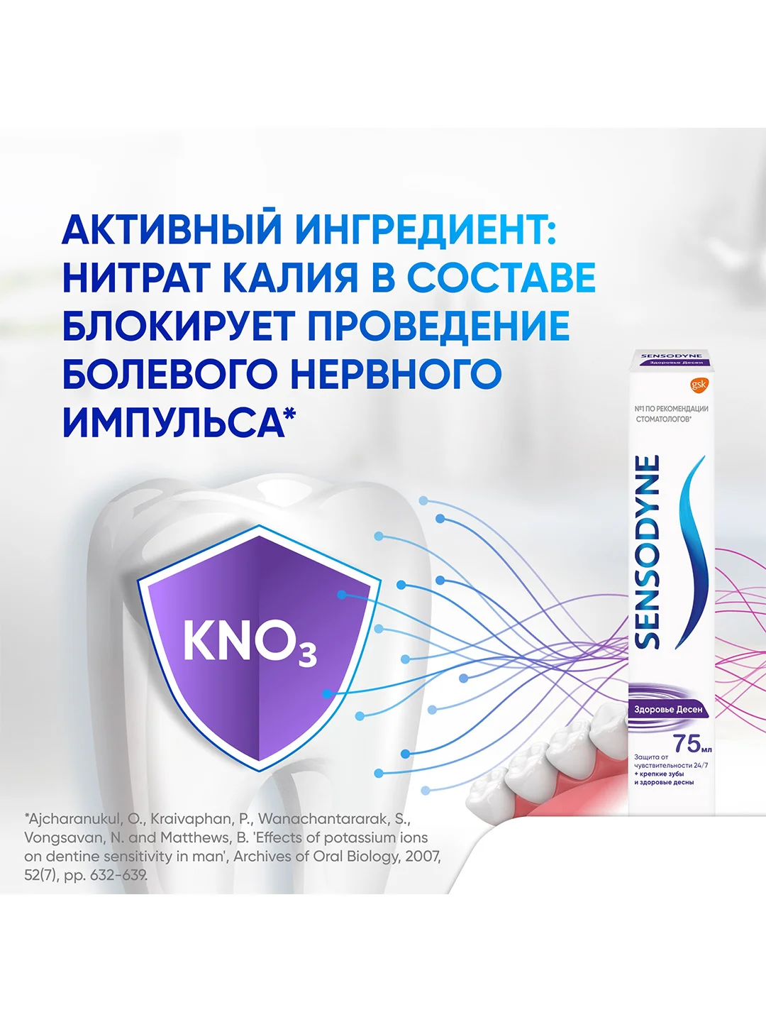 Зубная паста Sensodyne Здоровье Десен для чувствительных зубов с фтором, 75 мл, 2 шт