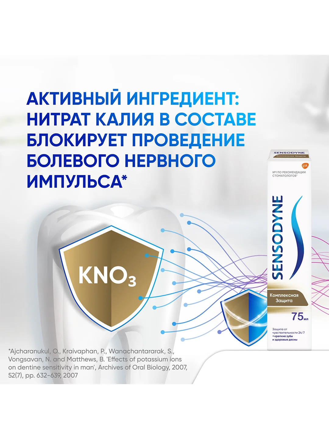 Зубная паста Sensodyne Комплексная Защита для чувствительных зубов, мятная, 75 мл, 3 шт