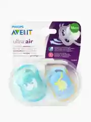 Силиконовые пустышки Philips Avent SCF349/10 ultra air, 2 шт, зеленый/синий