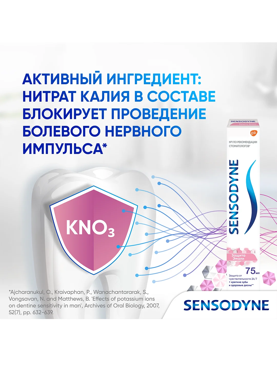 Зубная паста Sensodyne Защита Эмали для снижения чувствительности, 75 мл, 2 шт