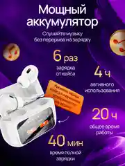 Белый беспроводные наушники с экраном / Наушники беспроводные с дисплеем