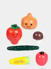 Игровая детская кухня, овощи деревянные на магнитах, монтессори, 17 предметов
