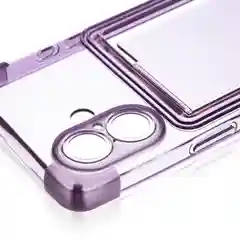 Фиолетовый чехол для Apple iPhone 16 противоударный Rosco силиконовый, карман для карт, защита углов