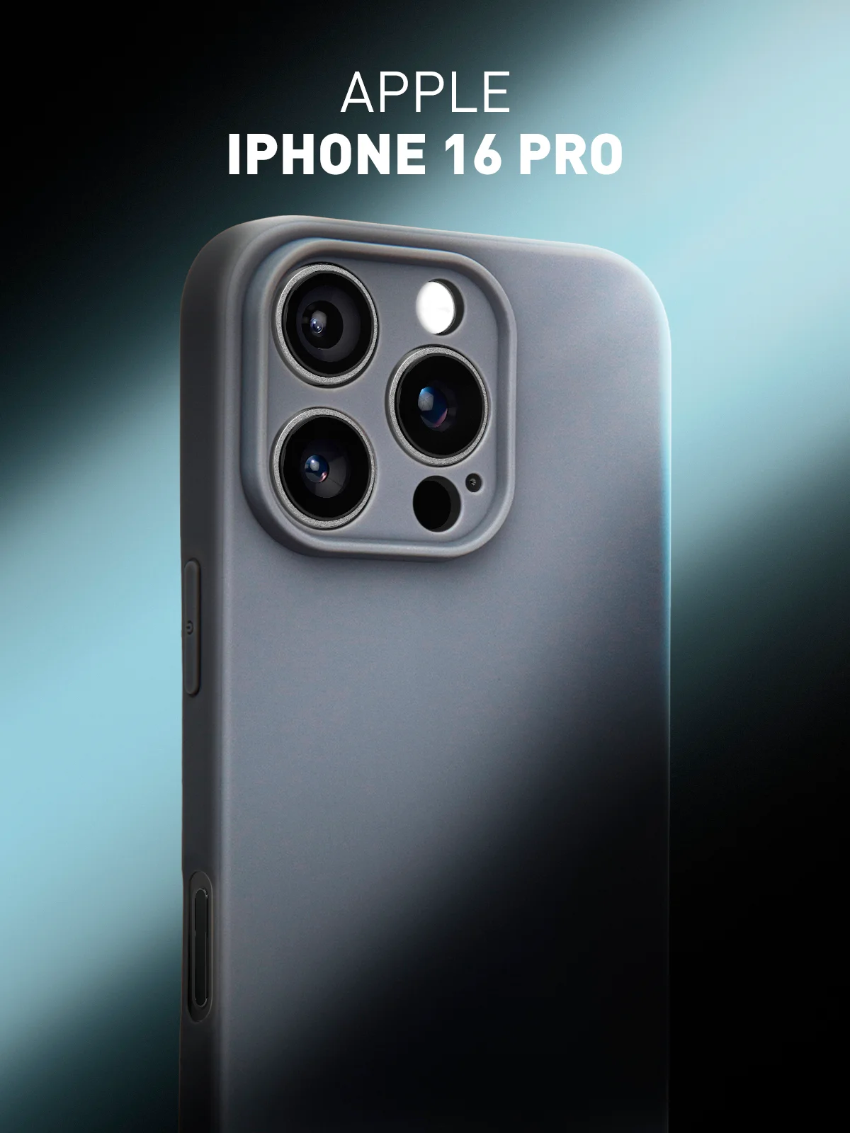 Серый чехол для iPhone 16 Pro силиконовый ROSCO матовый, тонкий, с бортиком защитой вокруг камер