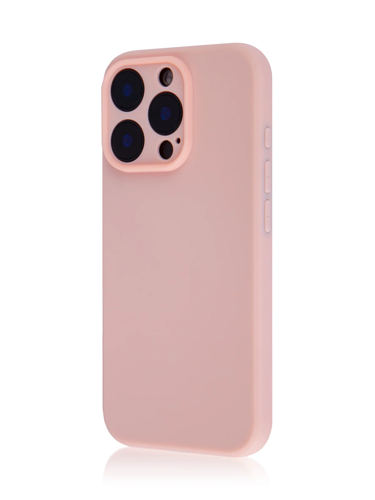 Розовый чехол для iPhone 16 Pro силиконовый ROSCO матовый, тонкий, с бортиком защитой вокруг камер