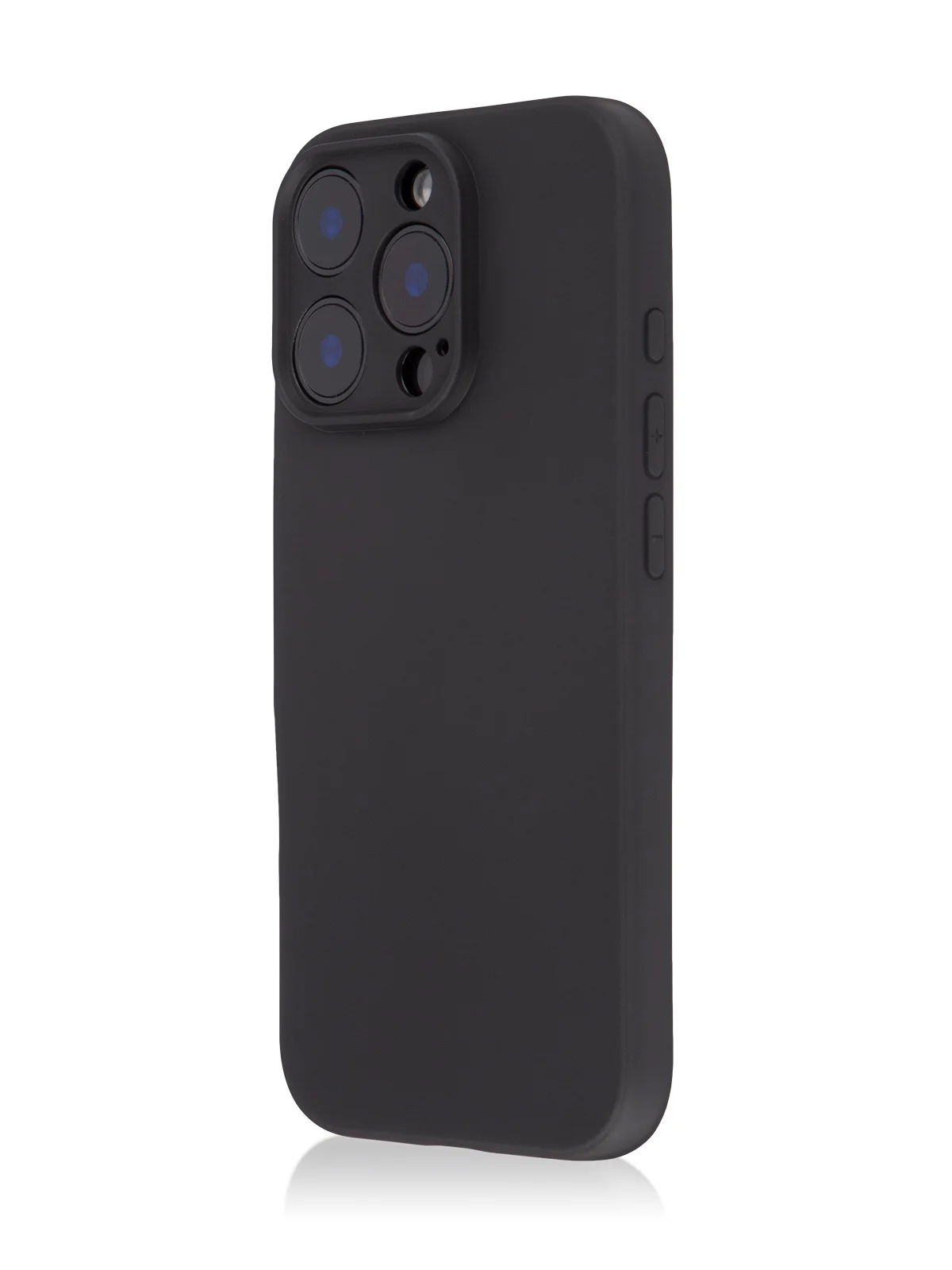 Черный чехол для iPhone 16 Pro силиконовый ROSCO матовый, тонкий, с бортиком защитой вокруг камер