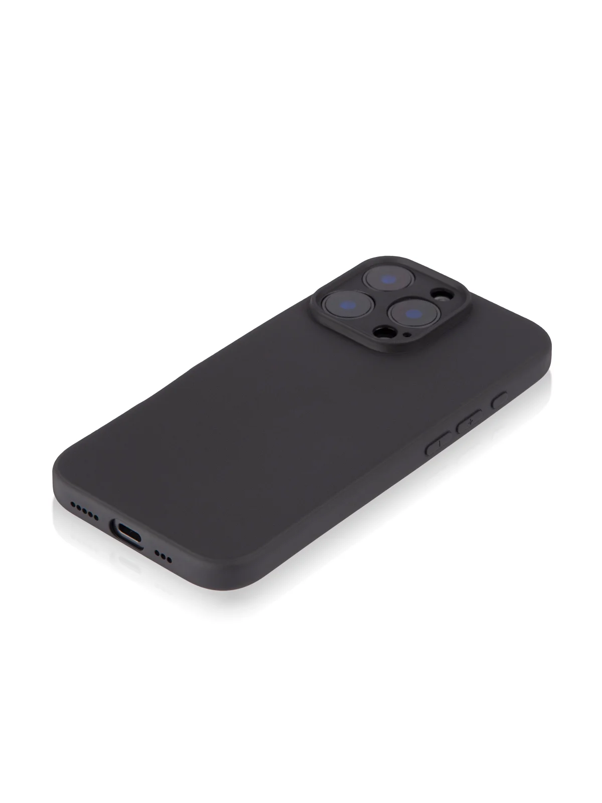 Черный чехол для iPhone 16 Pro силиконовый ROSCO матовый, тонкий, с бортиком защитой вокруг камер
