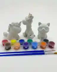 Белый новогодний подарочный набор детям.Фигурки из гипса для раскрашивания с красками