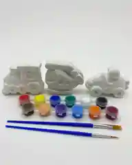Желтый новогодний подарочный набор детям.Фигурки из гипса для раскрашивания с красками