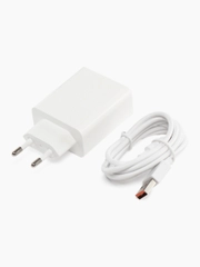 Зарядное устройство 67W с кабелем USB-A, Type-C, 1 метр, белый