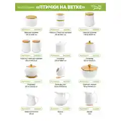 Чайная пара, чашка с блюдцем 4 предмета Elan Gallery "Птички на ветке" , 220 мл, набор