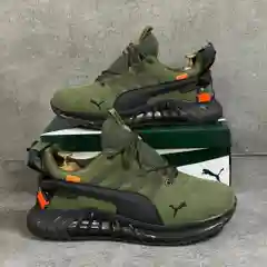 Зеленый кроссовки утепленные мужские осень зима весна с логотипом PUMA, повседневной носки