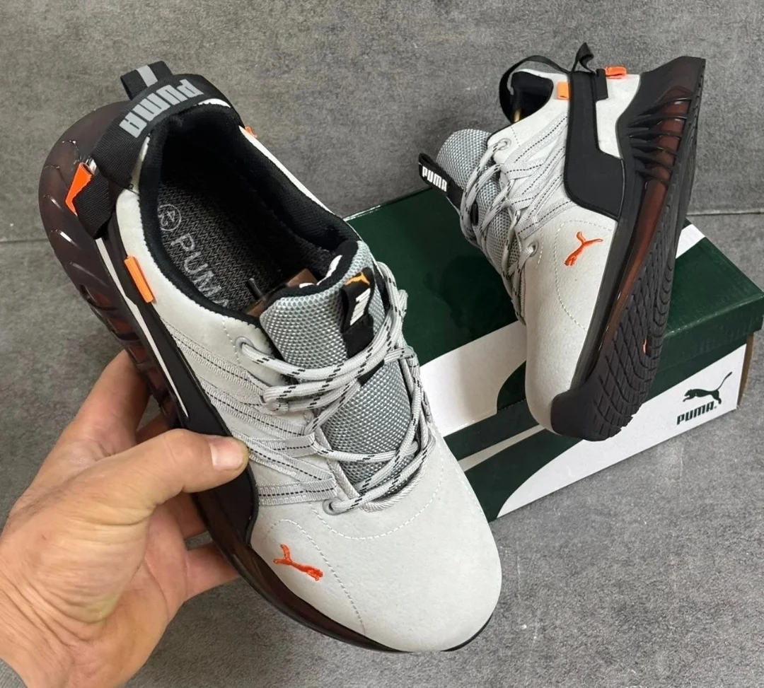 Серый кроссовки утепленные мужские осень зима весна с логотипом PUMA, повседневной носки