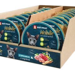 Влажный корм для кошек "Holistic" С кроликом и индейкой ламистер 100гр*20шт