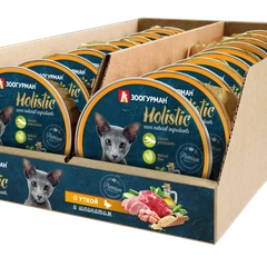 Влажный корм для кошек "Holistic" С уткой и шпинатом ламистер 100гр*20шт