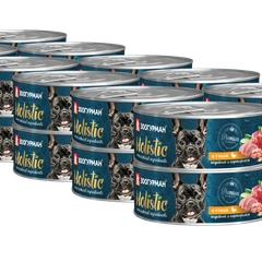 Влажный корм для собак "Holistic" С уткой, индейкой и картофелем ж/б 100г*24шт