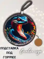 Синий подставка под горячее Змея/подарок. Символ 2025