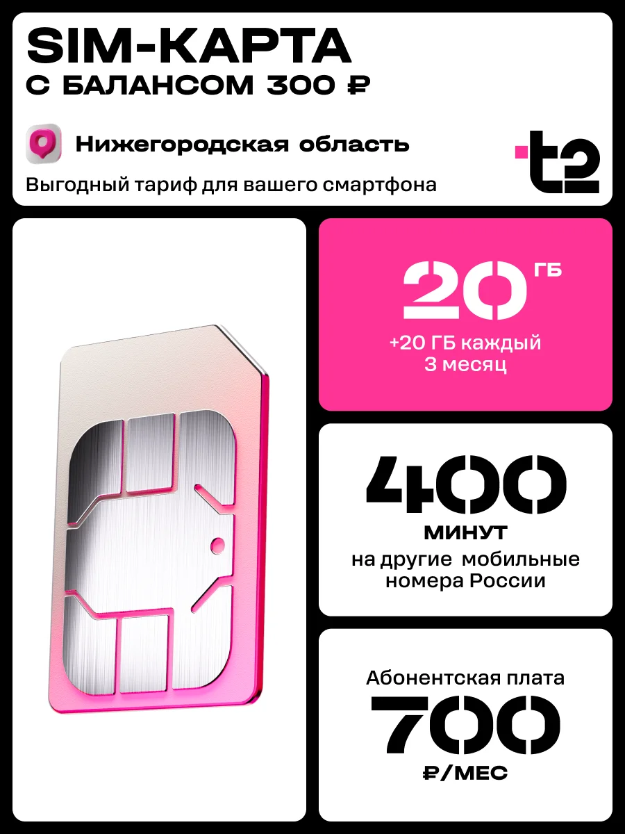 Sim-карта t2. Тариф "Мой онлайн" для Нижегородской области