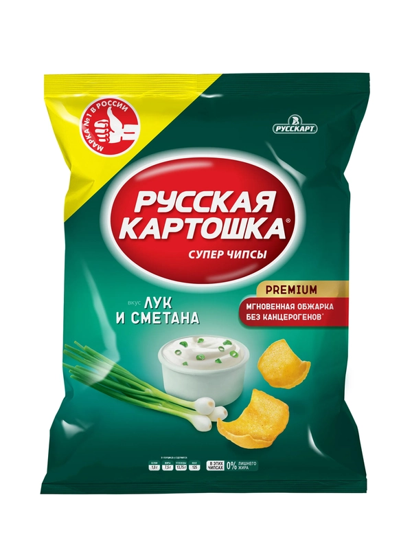 Чипсы Русская картошка 200г со вкусом Сметана и лук
