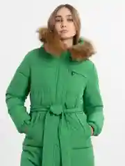 Зеленый куртка ЖЕНСКАЯ УТЕПЛЕННАЯ ЗИМА С НАТУРАЛЬНЫМ МЕХОМ НА КАПЮШОНЕ