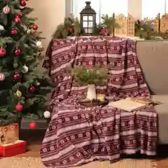 Шоколадный мягкий плед-покрывало флис, плед с новогодним принтом