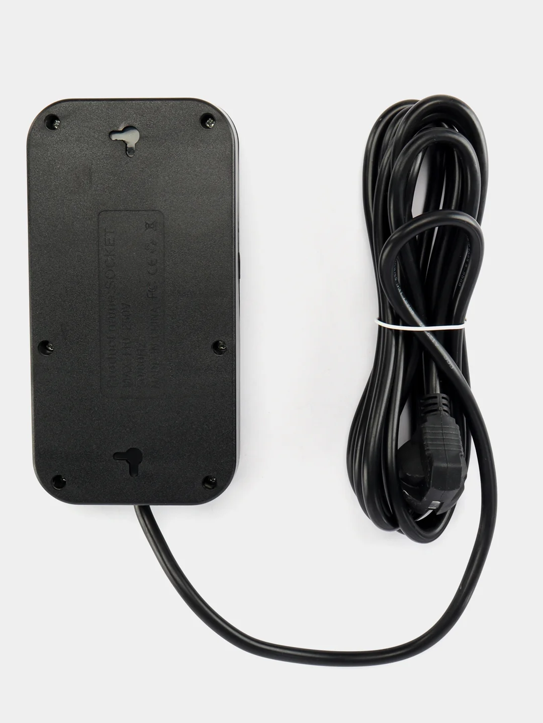 Черный удлинитель сетевой, фильтр 3 метра, 3 розетки с 4 USB и 1 Type-C портами и кнопкой