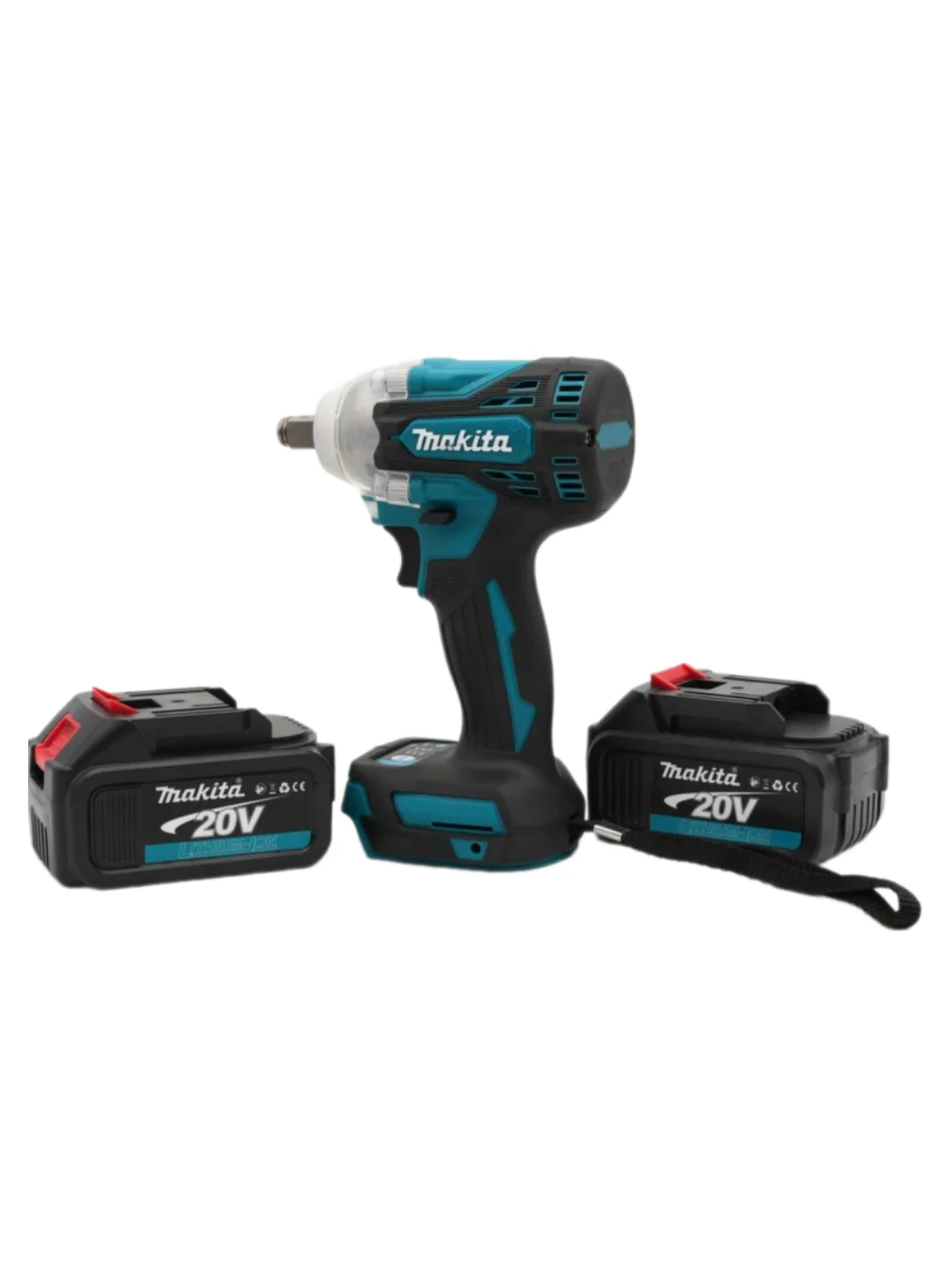 Синий гайковерт Makita аккумуляторный бесщеточный, 20V  с набором насадок