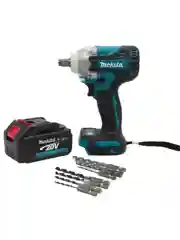 Синий гайковерт Makita аккумуляторный бесщеточный, 20V  с набором насадок